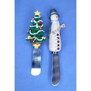 Snowman & Christmas Tree 2 Spreaders Boston Warehouse Knife Holiday Season